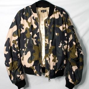 Topshop Camo Silk Bomber Jacket